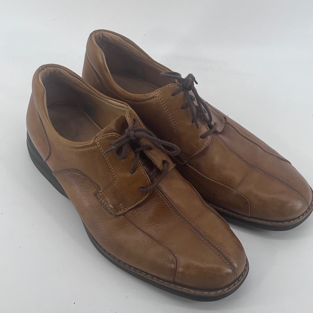 Johnston & Murphy Mens Tan Leather Bicycle Toe Oxford Shoes 12M 20-7233